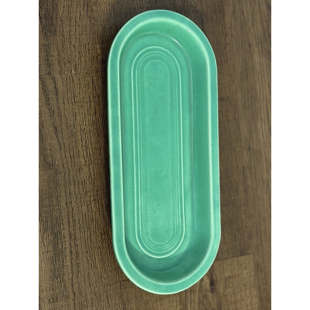 Vintage Fiesta Green Utility Tray Celery Relish Dish 1936 Ram Pressed Dry Foot